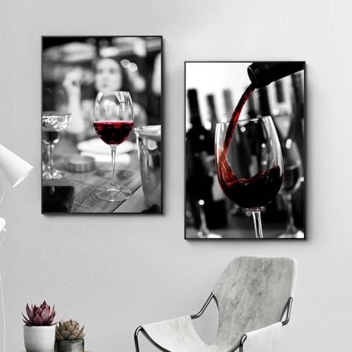 Peinture sur toile vin rouge 60x80 cm décoration moderne pour bar et restaurant sans cadre