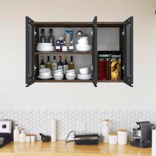 Image of SPECIALITY PANELS Multipurpose Cabinet with Modern Elegance Tinted Glass Wall Cabinet, Space Organizer for Office /Kitchen in (Cochwood Brown, 3 Glass Shutter)