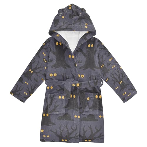 GuoChe Dark Haunted Safari Halloween Pattern Hooded Robe For Kids Kids Robes For Girls Size 6-7