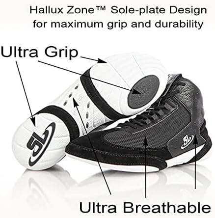 SCRAPLIFE Ascend One Mens Wrestling Shoes, Champion Designed. Lightweight and Flexible with Inner Sock Cushion for Wrestling, Boxing & Weight Training (7.5 BLK/WHT) | Image 2
