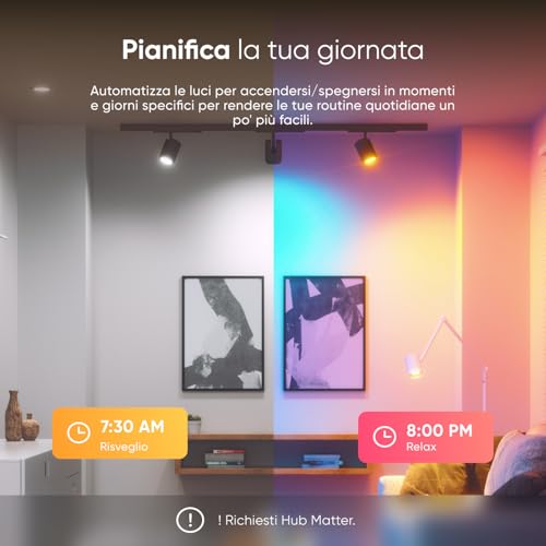 Lampada LED opaca GU10, 3 lampadine RGBCW dimmerabili, 16 milioni di colori, 400 lumen, controllo vocale WiFi Bluetooth (Compatible con Alexa, Apple), decor soggiorno e camera da letto - Illuminazione - Immagine 3