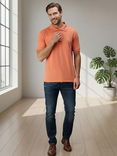 Image of Lux Cozi Men's Cotton Solid Polo Tshirt | Collar Tshirts | Half Sleeves | Stylish & Premium All Day Wear | Pack of 1