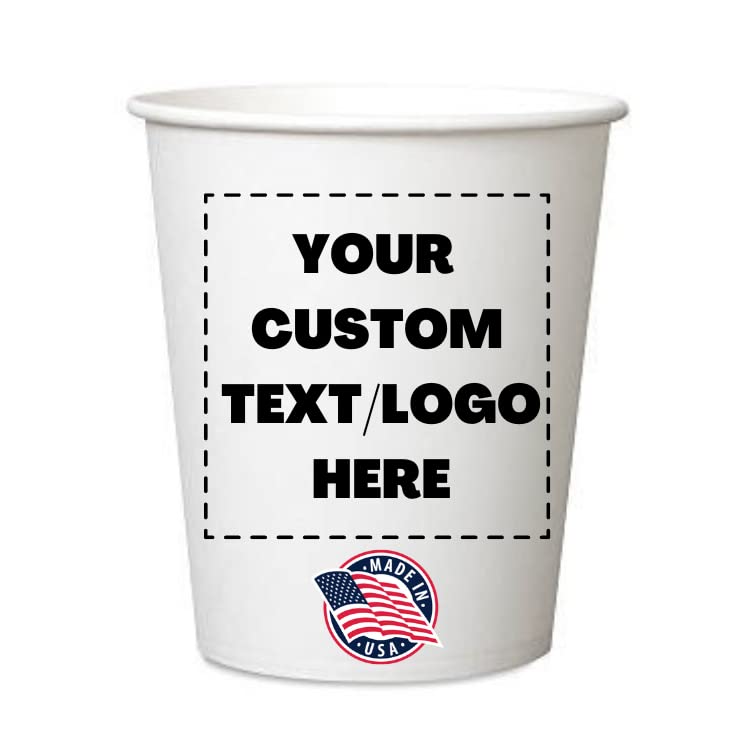 Cupslock Custom Coffee Cups – Paper Coffee Cups for Hot and Cold Drinks – Coffee Cups for Shops, Office, Small Businesses – Sturdy and Reliable Custom Cups Personalized with Logo (8oz - 100 Pack)