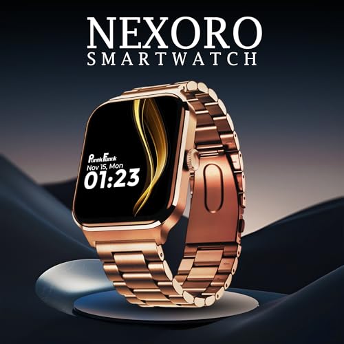 Image of PunnkFunnk Nexoro 2.01 inch Smartwatch for Men & Women Bluetooth Call, Heart Rate, SpO2, Sleep & 100+ Sports Modes, IP68 Waterproof, Compatible with Android & iPhone (Metal Gold)