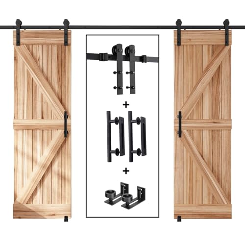 EaseLife 12 FT Double Sliding Barn Door Track and Handle Hardware Kit,Straight Pulley,Slide Smoothly Quietly,Easy Install (12FT Track Kit for 33"~36" Wide Double Door) by EaseLife - Used condition - US$105.05