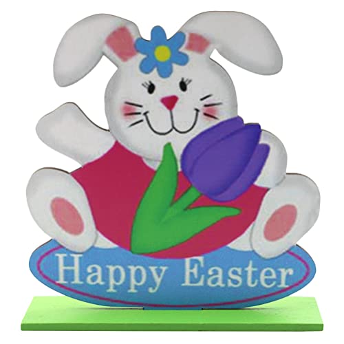 LUOZZY Decoração de mesa de coelho de páscoa com ornamentos redondos de flores para decoração de mes