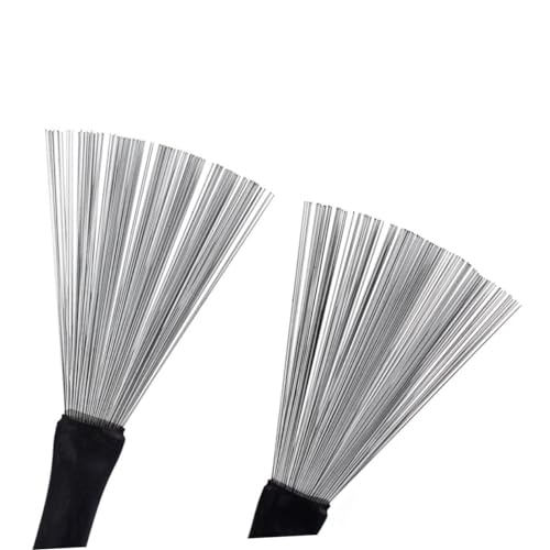 2 piezas de baquetas de madera y cepillos de alambre de acero para batería, accesorios versátiles para principiantes y profesionales para diversos estilos musicales miniatura 1