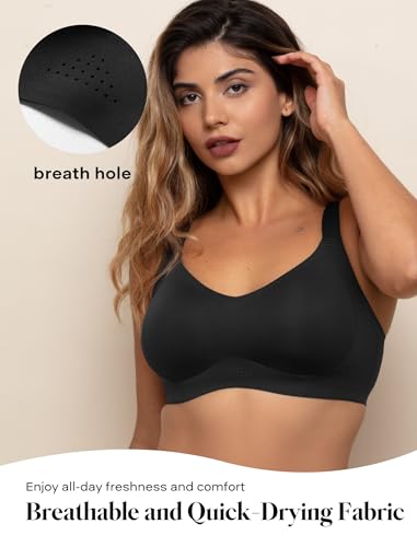 Image of COMFELIE Minimizer Seamless Wireless Bra Full Coverage V-Neck Soft Breathable Bras for Women Push Up Everyday Bra