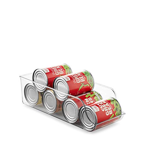 Set Of 4 Refrigerator Organizer Bins Pop Soda Can Dispenser Beverage Holder For Fridge, Freezer, Kitchen, Countertops, Cabinets - Clear Plastic Canned Food Pantry Storage Rack #TOP4