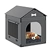 Dog House Indoor, Large Doghouse Soft with Frame, Waterproof Pet House for Medium Large Dogs with Oxford Fabric, Warm Indoor Dog House Bed with Soft Cushion, 27.56×21.26×26.77in, Dark Gray
