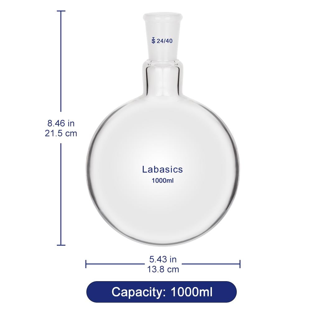 Labasics Cristal Matraz de Fondo Redondo 1000ml Cuello Único 24/40