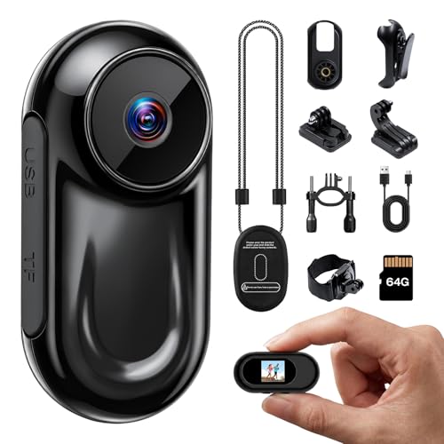 Mini câmera corporal 1080p, câmera de ação pequena, câmera de polegar, câmera magnética vestível para gravação de mãos livres, suporte de capacete/bicicleta, câmera de bolso para viagens/esportes