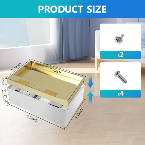 KYHSHJ Recessed Flat Hidden Socket Kit with 4 * 15A Receptacle，4.8A 1 USB-A Ports &1 USB-C Port+2-Port RJ45 Datacom Receptacle.Corrosive Resistant Hardware,Brass by KYHSHJ - Used condition - Image 2