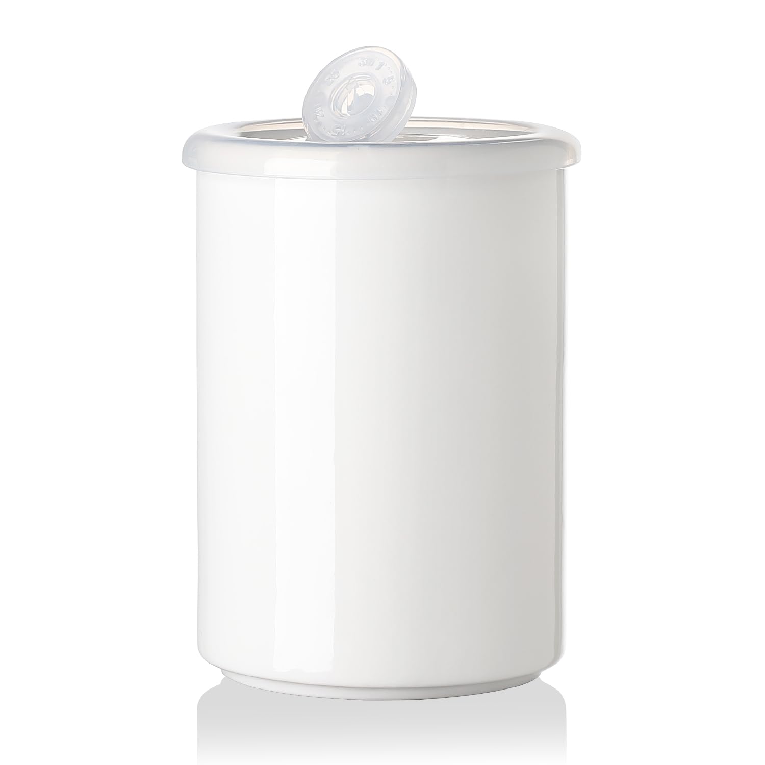 Sweejar Ceramic Food Storage Jar, Salt Container with Airtight Plastic Lid & Date Tracker, 28 Oz Kitchen Canisters for Flour, Rice, Sugar, Coffee, Spices, Pantry Organization (White)