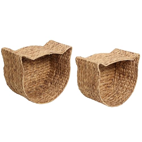 THE LICKER STORE Felix Cat Shaped Hand Woven Water Hyacinth Nesting Pet Toy Organizer Baskets with Metal Frame Decorative Storage Bins for Living Room and Nursery, Brown, (Set of 2) BSK4001B-2SET by THE LICKER STORE - Used condition - Image 6