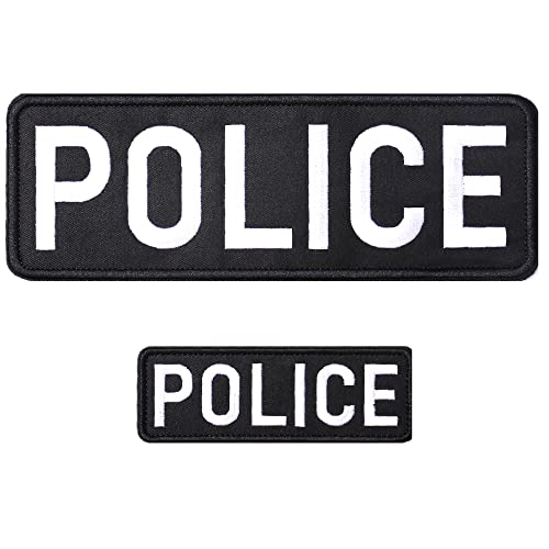 Axen Police Embroidered Patches Large Loop And Hook Patch For Military Tactical Vest Uniform Jacket, Pack Of 2 (One Large And One Small) #TOP8