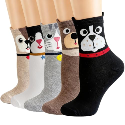 Image of Chalier Womens Funny Socks Cozy Cute Printed Patterned Fun Socks Novelty Cat Dog Socks for Women