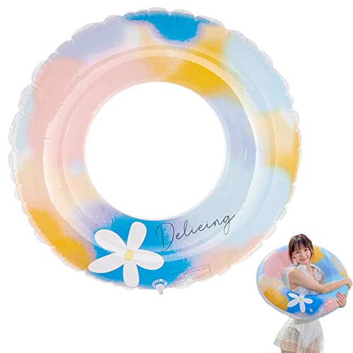 浮き輪 浮き具 O型 浮き輪 大人子供用 夏の日 ビーチ 気漏れにくい 便利に携帯 安定性 海水浴 スイミング プール 夏休旅行 アウトドア レジャー用品 (60#, 小さな花)