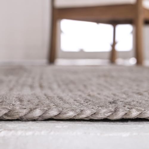 Image of Jute Round Rug Grey - 100 cm Handwoven Boho Braided Carpet, Natural Fiber Area Rug for Living Room, Bedroom, Dining & Patio - Eco-Friendly Durable Floor Mat