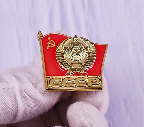 Soviet Red Flag & Coat Of Arms Russian Enamel Pin Vintage Emblem Ussr Badge Pin Brooch Gift For Shirt Hat Jacket Denim Clothing Fashion Accessories Jewelry (A) #TOP1