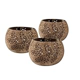Restaurantware - Coco Casa 4 x 3.3 Inch Coconut Shell Candle Holders, 1 Reusable Tealight Candle Holders - Candle Not Included, Leaf Pattern, Brown Coconut Bowls For Candles, Handcrafted