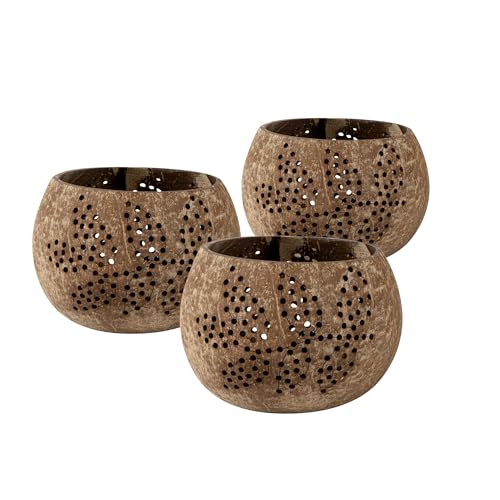 Restaurantware-Coco Casa 4 x 3.3 Inch Coconut Shell Candle Holders,