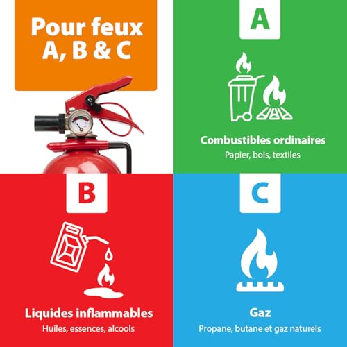 Smartwares Extincteur Poudre - 1 kg - pour Feux ABC - Adapté pour véhicules & domiciles - Support Inclus - FEX-18116 – vue 4