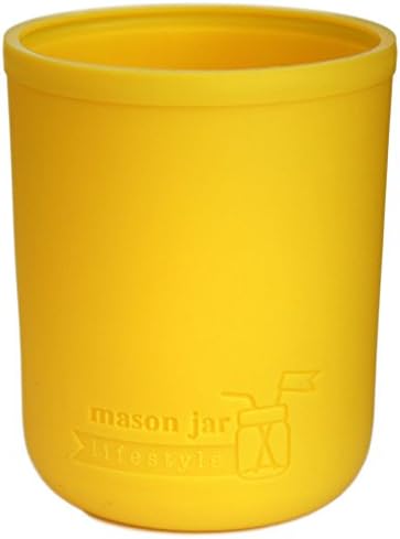 Wide Mouth Pint 16oz Silicone Sleeves/Jackets for Protecting Ball, Kerr, Canning Jars by Mason Jar Lifestyle (Lemon Yellow, 2 Pack)