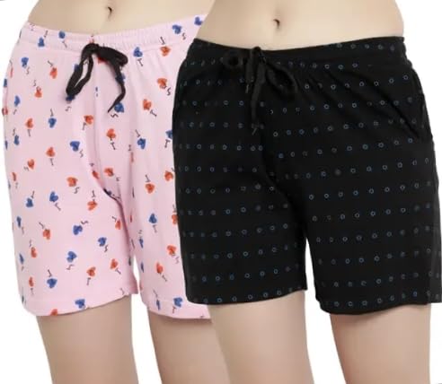 nanmaya Printed Cotton Lounge Shorts for Women Pack of 2 (Prints and Colors May Vary)-picture-40