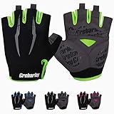 Cycling Gloves for Men & Women, Non-Slip Shock Absorbing Mountain Bike Gloves, Breathable Half Finger Gloves with Gel Padding for Road Bike, Bicycle, Motorcycle & Outdoor Sports (green, Large)
