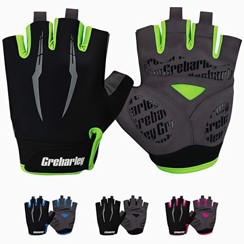 Cycling Gloves for Men & Women Non-Slip Shock Absorbing Mountain Bike Gloves Breathable Half Finger Gloves with Gel Padding for Road Bike Bicycle Motorcycle & Outdoor Sports (green Small)