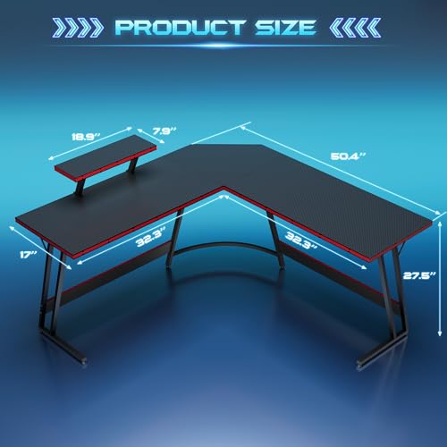 Homall L Shaped Gaming Desk 51-inch Black thumbnail 3