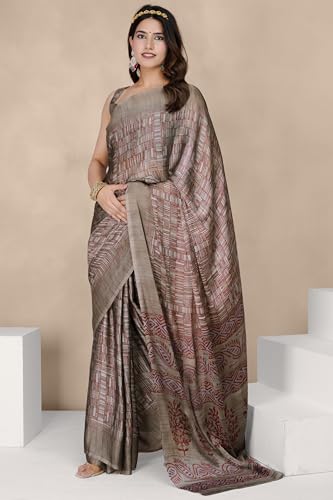 Image of MIRCHI FASHION Saree for Woman | Chiffon Block Printed Lightweight Daily Wear Sarees with Blouse