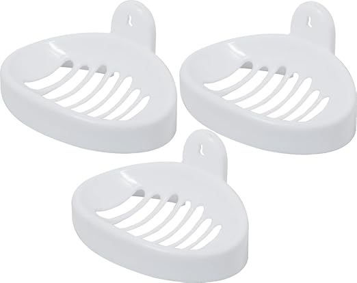 Tulip Soap Holder,Self Draining Soap Dish, for Bathroom, Kitchen, Bathtub, Wash basins,with Removable Drain Tray, 3 Pc, White Color