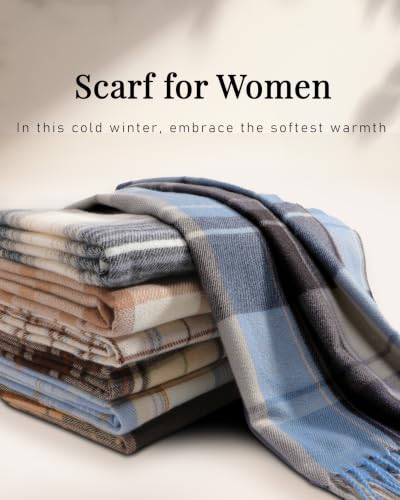 Tavaleu Winter Scarf for Women Cashmere Feel Oversized Plaid Scarfs - image 7