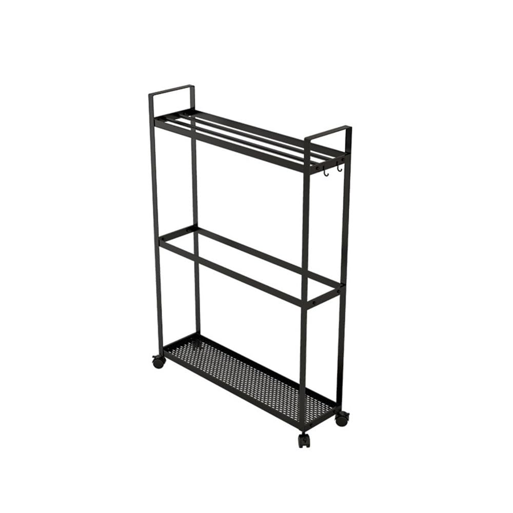 Porte-serviettes mobile noir sur pied avec chariot de toilette et rangement