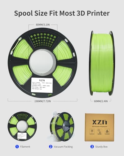 Image of PLA Filament 1.75mm, 3D Printer Filament 1kg Spool (2.2lbs), Neatly Wound, + /- 0.02mm Precision, No Clog /Bubble, Excellent Layer Adhesion, Fits Most FDM Printers, Apple Green