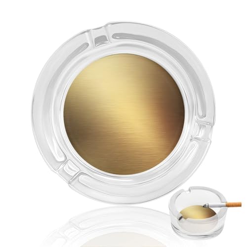 Posacenere in vetro minimalista color oro metallizzato sfumato morbido per sigarette Posacenere decorativo portatile per la decorazione di casa e ufficio