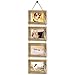 DLQuarts Collage Hanging Picture Photo Frame 5 x 7, 4-Frame Set On Hanging Rope, Rustic Solid Wood Photo Frame Carbonized Black
