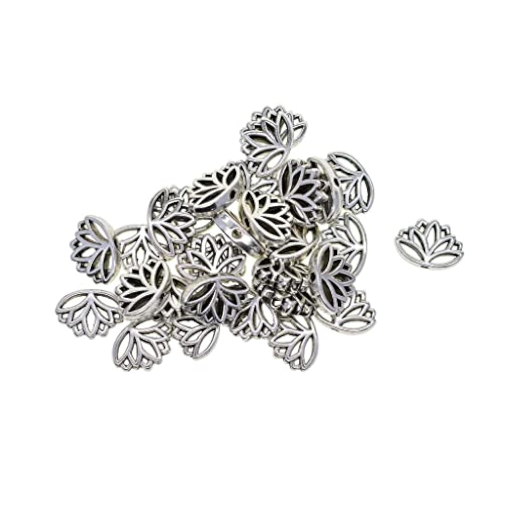 30 Pieces Mini Tibetan Silver Yoga Lotus Shape Beads for DIY