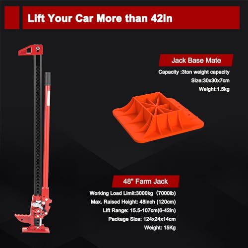 BUNKER INDUST Farm Jack 48" with Jack Base Mate,High Lift Tire Jack Stand Plate Offroad Sand Mud Snow Recovery Kit for Car Truck Jeep ATV SUV UTV by BUNKER INDUST - Image 6