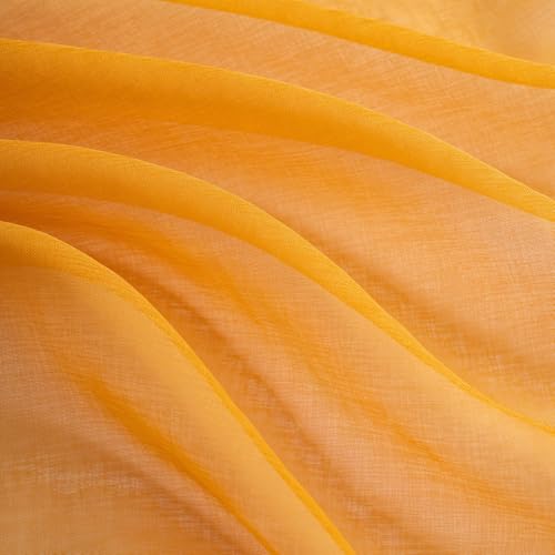 Image of Sheer Curtains 84 inch Length 2 Panels Set, Semi Sheer Privacy Curtain Drapes, Yellow Rod Pocket Window Treatments Voile Curtains for Windows Living Room Bedroom Sunroom French Doors, 52 inchW x 84 inchL