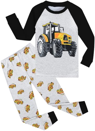 Little Hand Kinder Schlafanzug Jungen Langarm Pyjama Set Traktor Bekleidungsset 2-Teilig Baumwolle Herbst 110