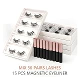 UAMOU Rzęsy magnetyczne rzęsy 3/20/100 szt. 3D sztuczne rzęsy z norek magnes eyeliner naturalny zestaw rzęs długotrwałe rzęsy wesoło (kolor: 50Lashes 15Eyeliner)