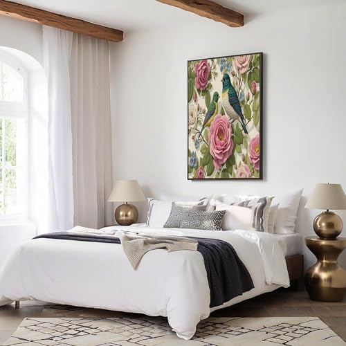 Cuadro en lienzo botánico de rosas vintage para decorar paredes de comedor 5