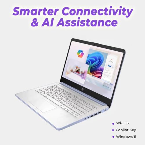 Image of HP 14 inch Everyday Laptop • Copilot AI • 2026 Edition • Intel 4-Core N150 Processor • 128GB SSD • Microsoft 365 • Windows 11 • Long Battery Life • Thin & Portable • Sky Blue