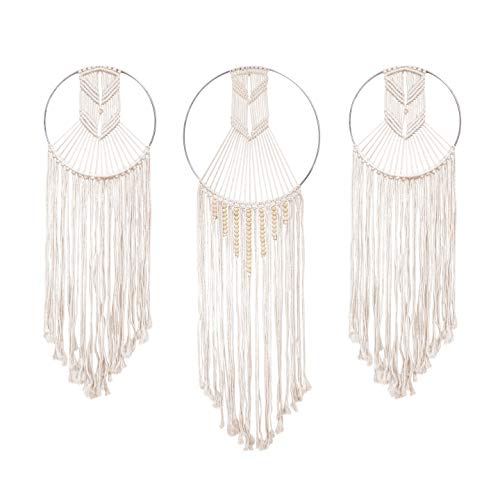Image of 23 Bees, Macrame Wall Hanging Dream Catcher, Large Handmade Crochet Decor for Bedroom, Big Woven Boho Tapestry Dreamcatcher, Chic Rope Art Decorations for Room (Arrows 3pk)