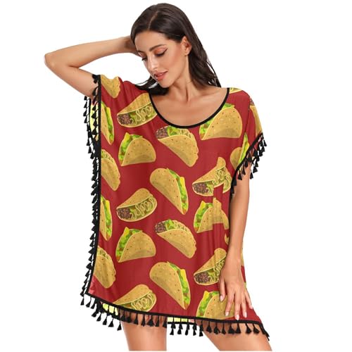 Exnundod Women Swimsuit Cover Up Cowboy Boots Pattern Tassel Beach Bathing Suit for Swimwear Bikini Dress4