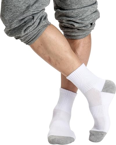 Image of Pro Mountain Wide Toe Box For Health Cotton Compression Ankle Socks Athletic Hiking Mesh Quarter Length No Logo