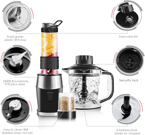 Blender-and-Food-Processor-Combo-Blender-for-Shakes-and-Smoothies-Personal-Blender-Small-Blender-Suitable-for-Kitchen-Home-700W-Electric-Blender-with-Mixer-GrinderBlenderChopper
